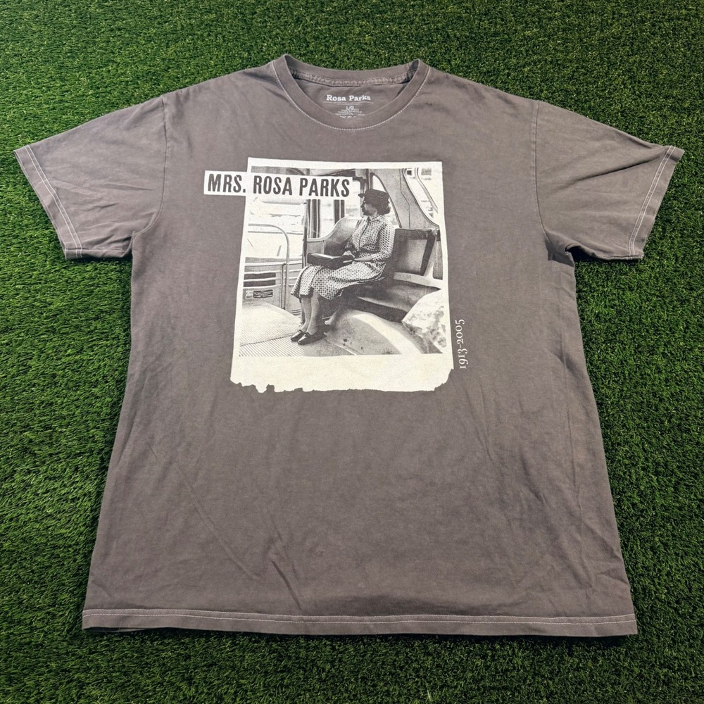 Rosa Parks Graphic T-Shirt Gray Contrast Stitch Short Sleeve Large